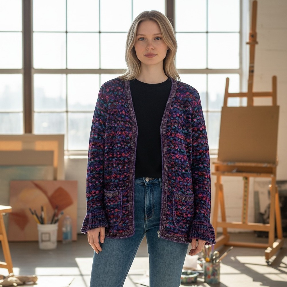 Vintage Brenda French for FRENCHS Colorful Cardigan Artistic‎ Statement Sweater